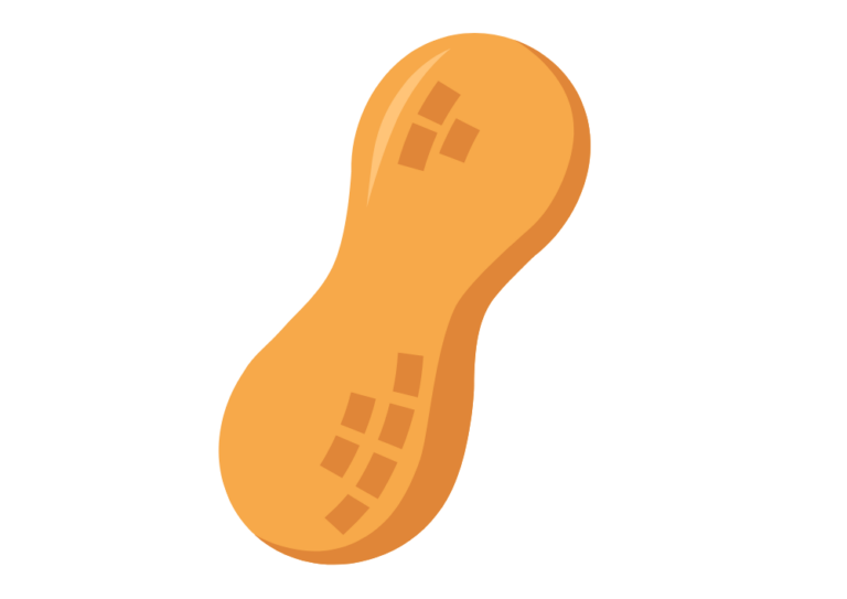 Cartoon peanut with clouds and an airplane in the background