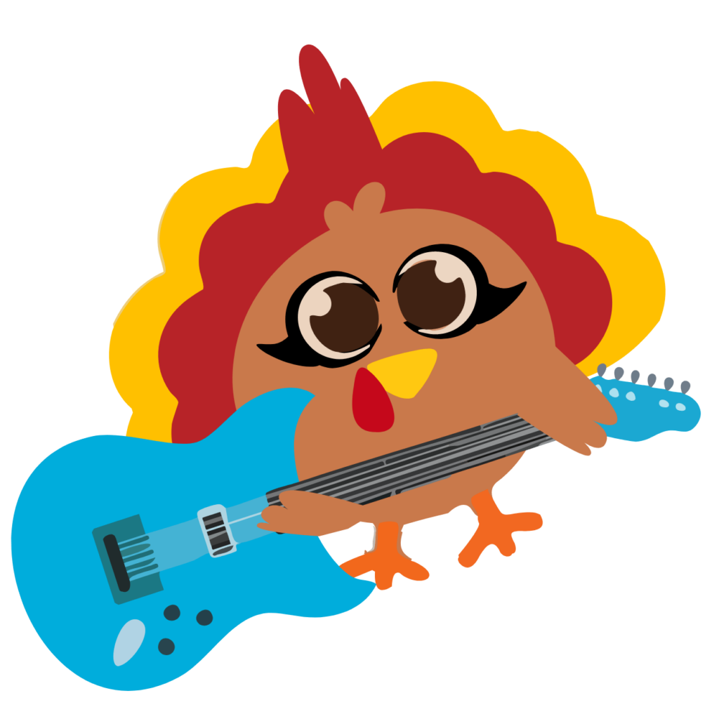 Turkey playing a guitar